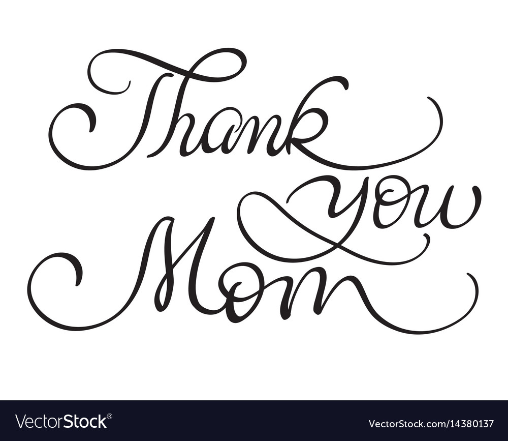 Thank you mom vintage text on white Royalty Free Vector