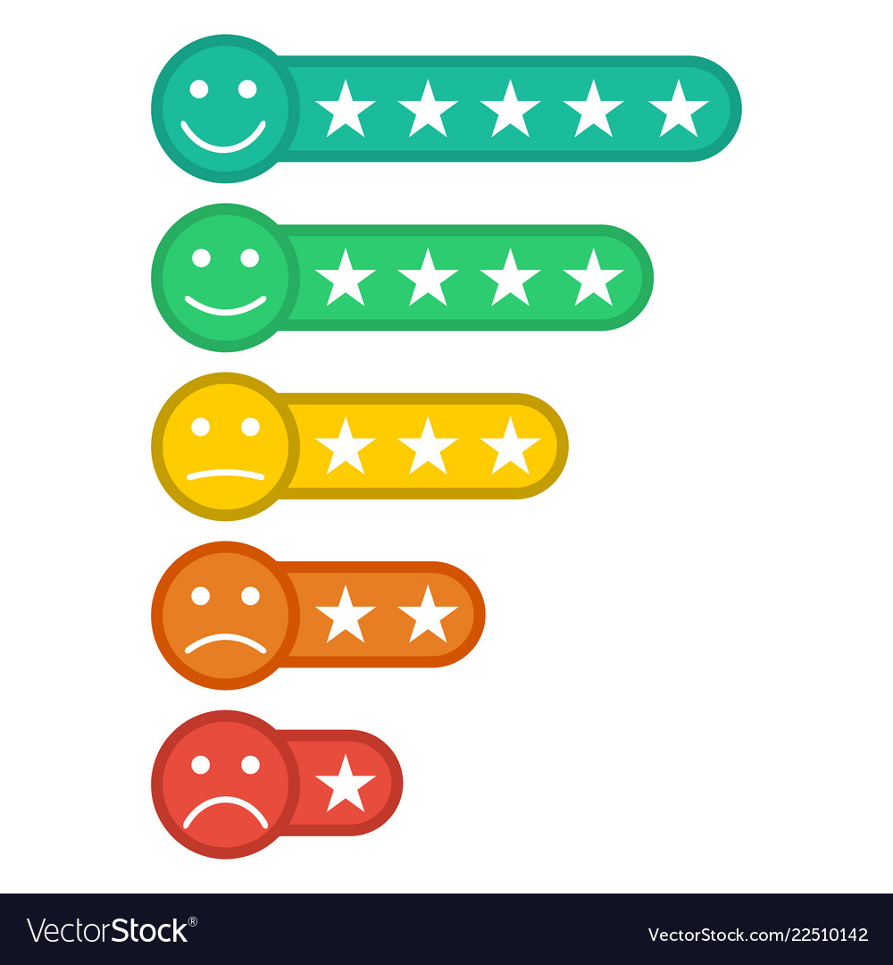 Emoji with star rating feedback emoticon Vector Image