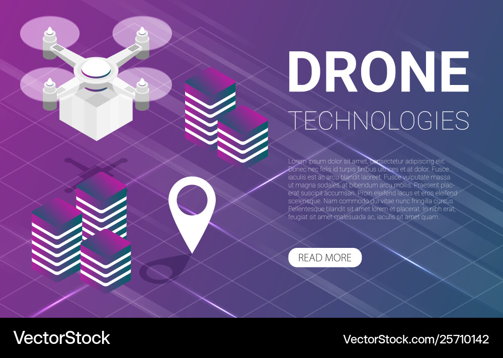Flat isometric drone delivery background Vector Image