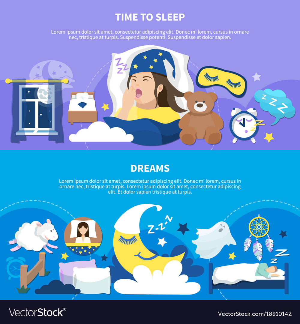 Night dreams 2 flat posters Royalty Free Vector Image