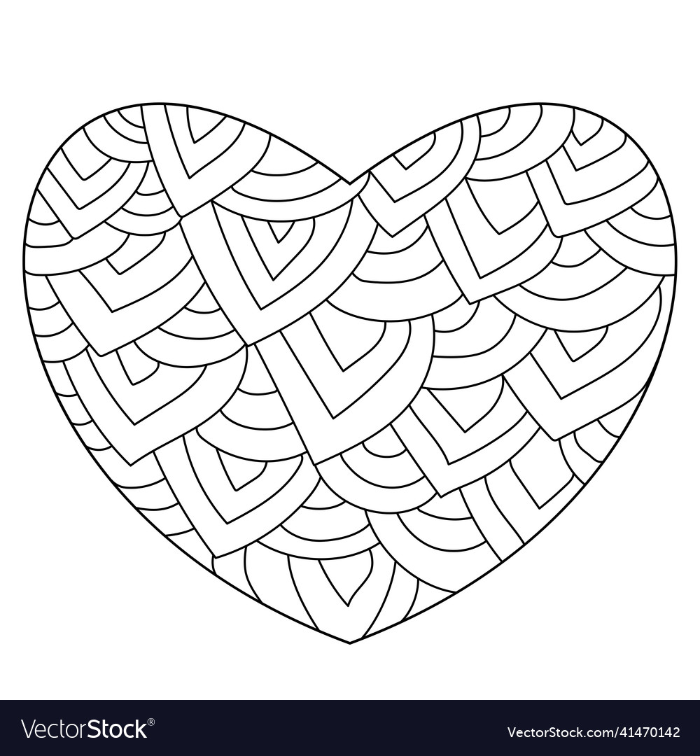 Outline heart with ornate arcs and corners Vector Image