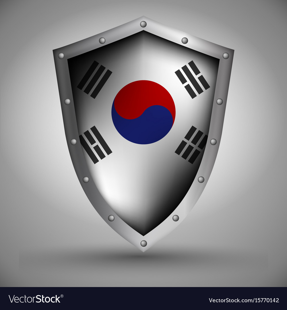 Shield with the south korea flag Royalty Free Vector Image