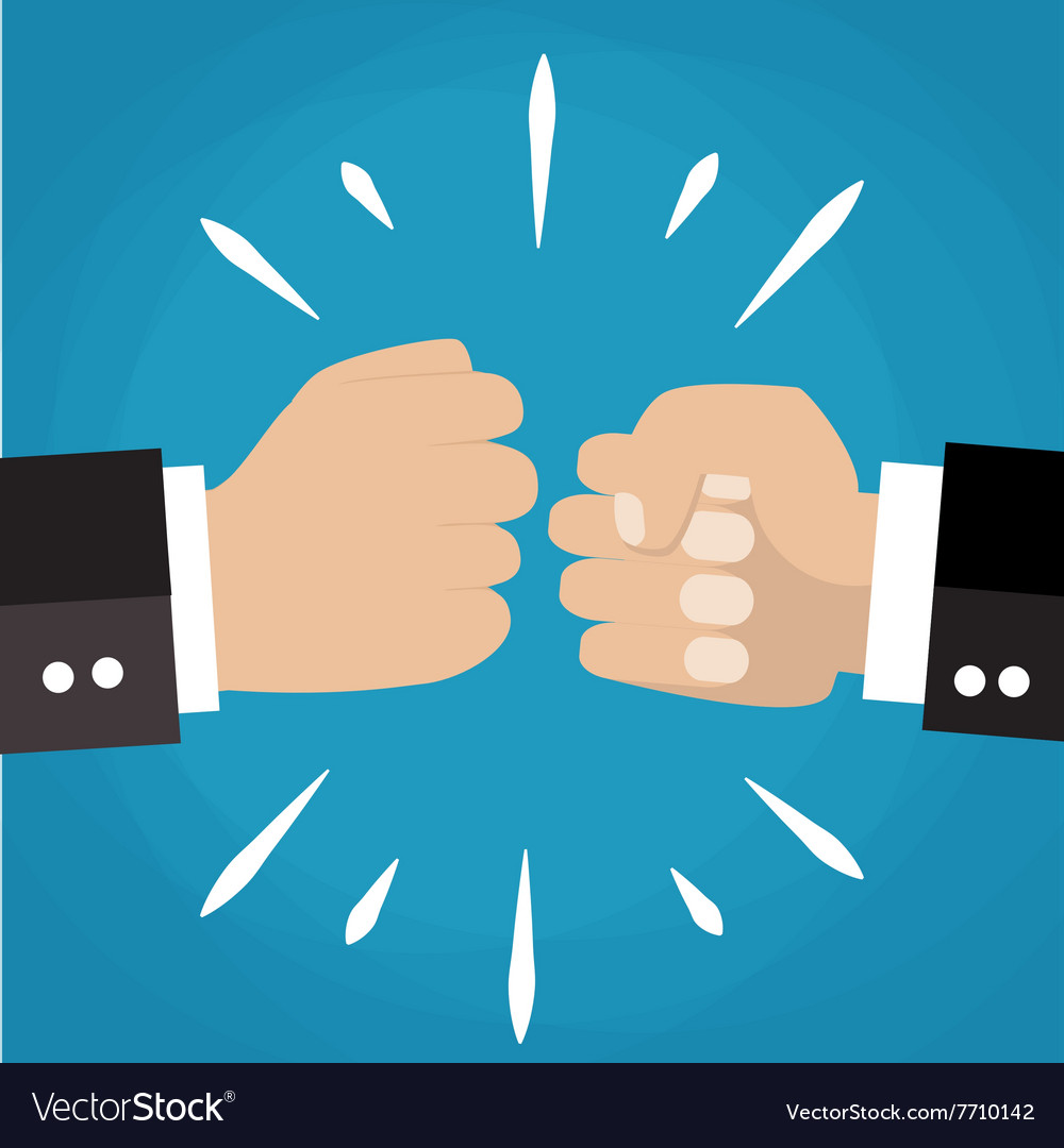 Two clenched fists in air punching Royalty Free Vector Image