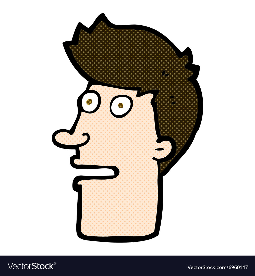 Comic cartoon shocked male face Royalty Free Vector Image