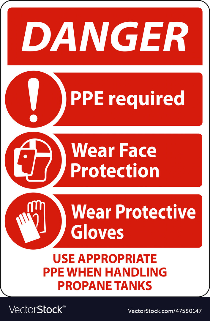 Danger Ppe Required When Handling Propane Tanks Vector Image