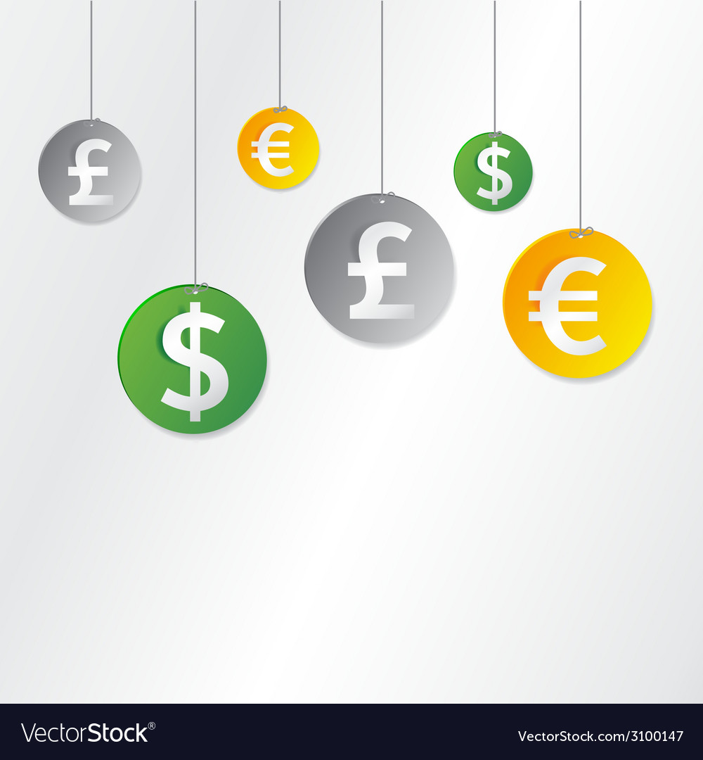 hanging currency signs royalty free vector image