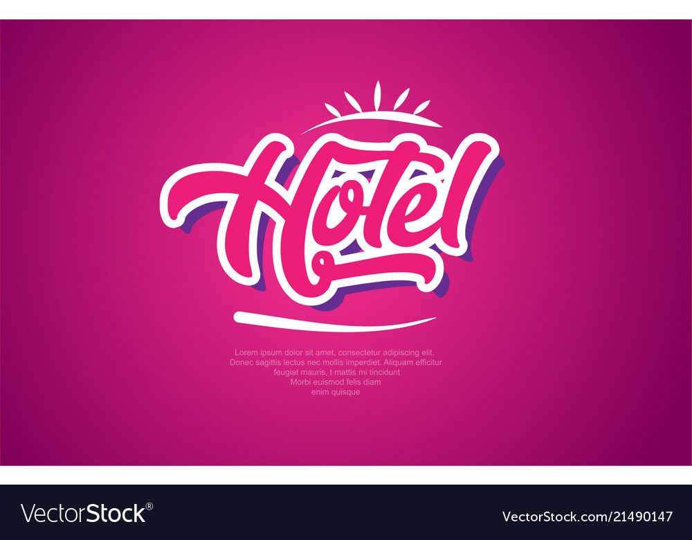 hotel word text typography pink design icon vector image hotel word
