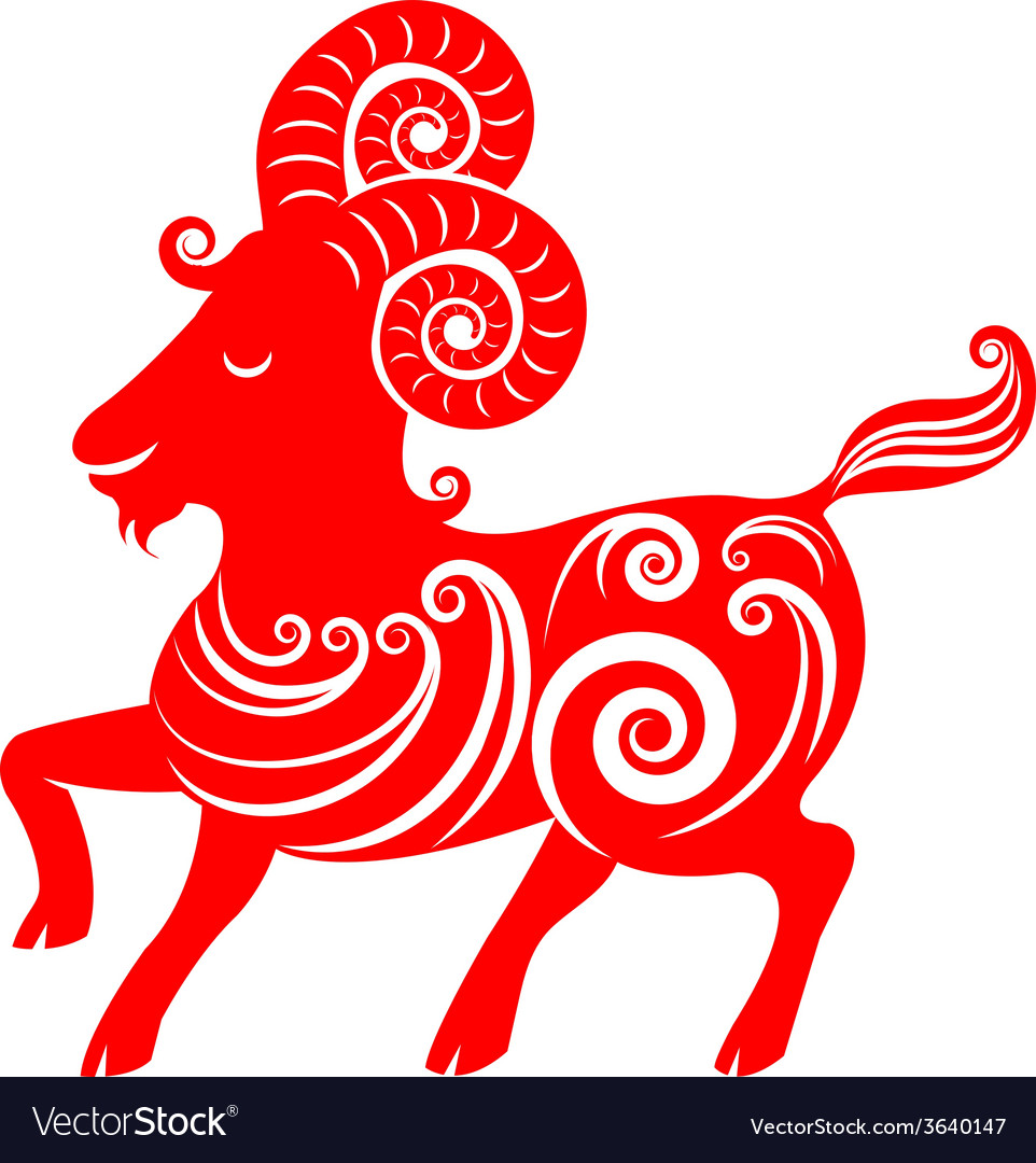 Year of the goat chinese zodiac goat on white Vector Image