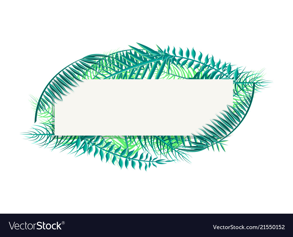 Blank banner with palm leaves and space for header