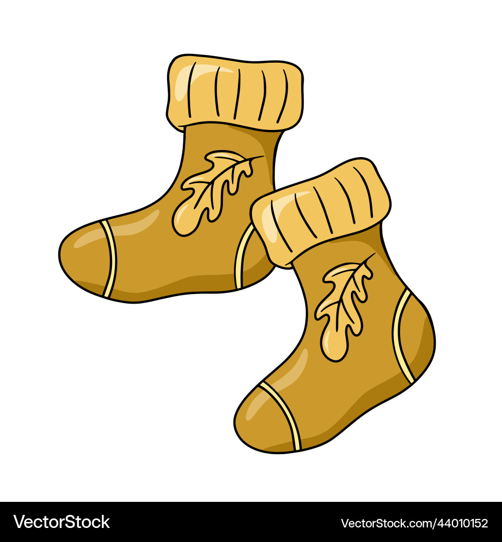 Bright orange warm autumn knitted socks Royalty Free Vector