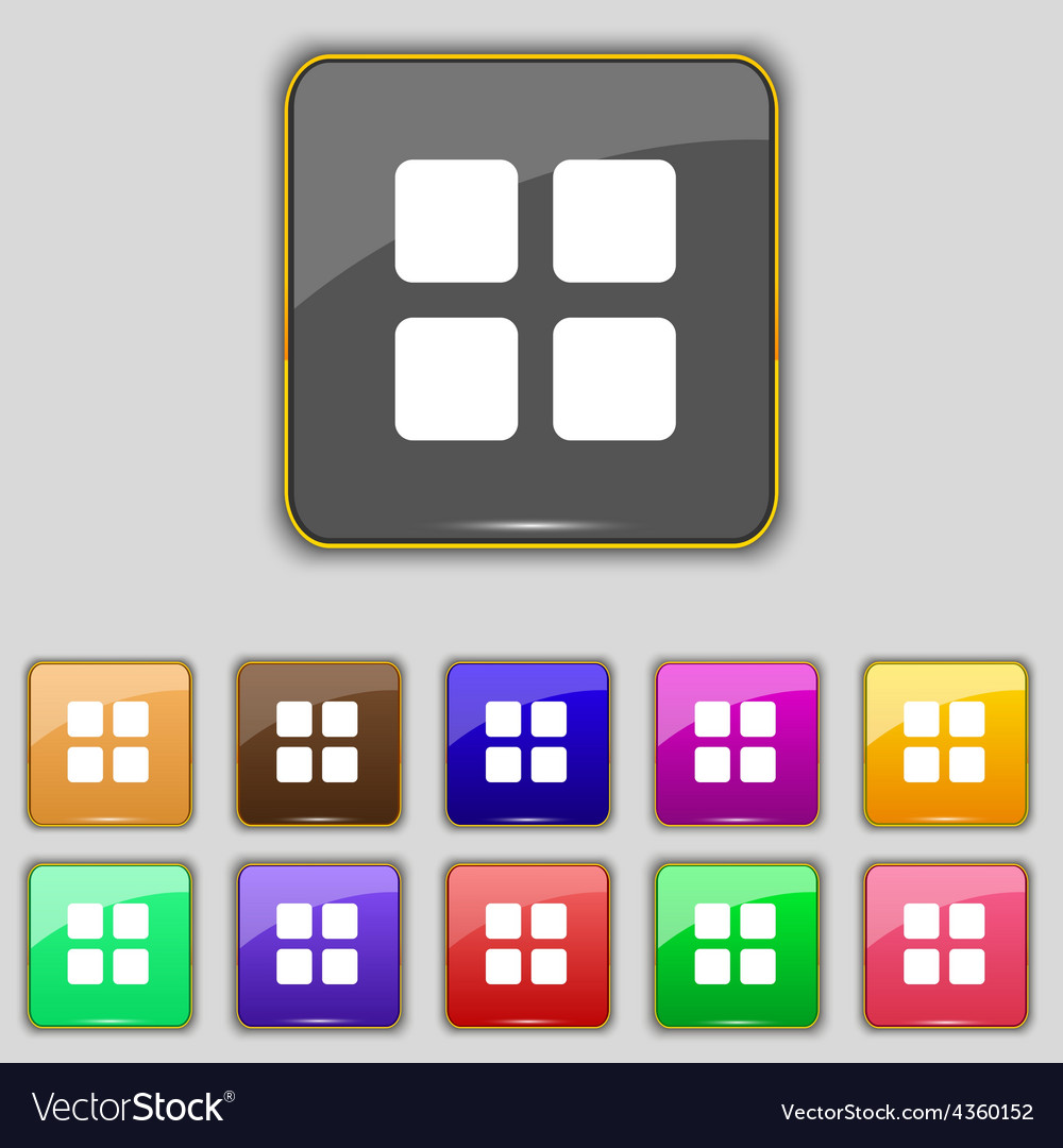 List menu content view options icon sign set Vector Image