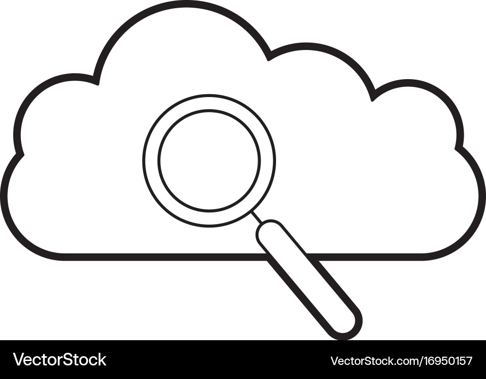 Cloud computing with magnifying glass Royalty Free Vector