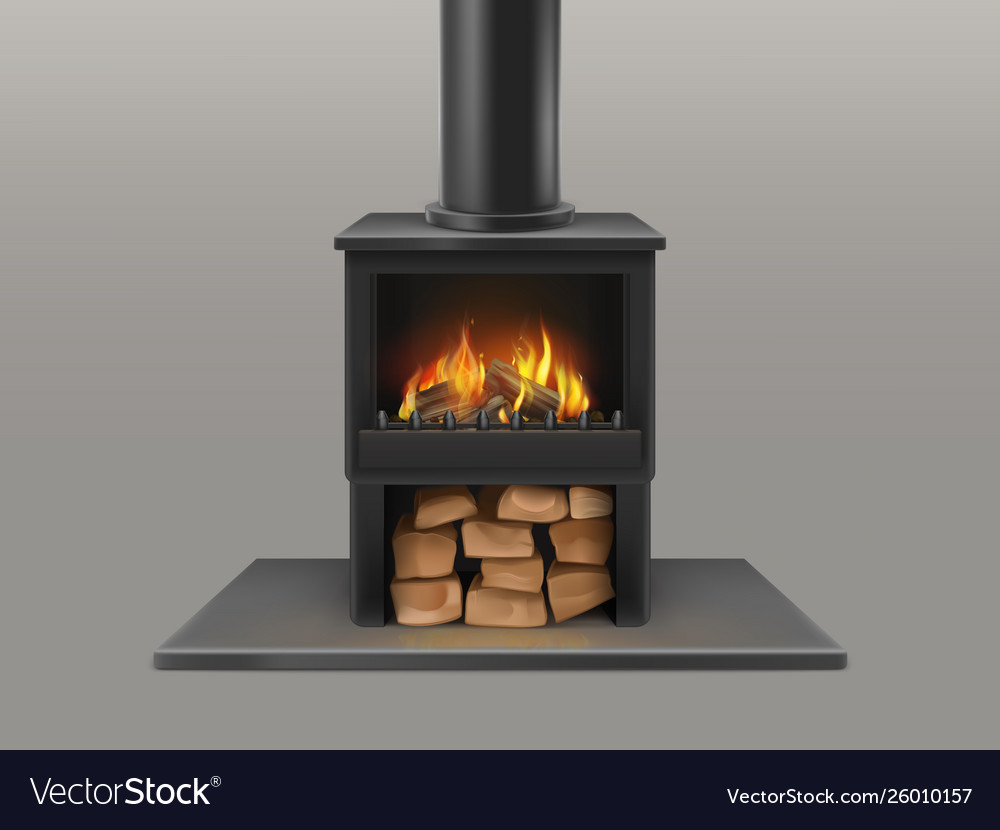 Fireplace With Burning Firewood Inside Royalty Free Vector