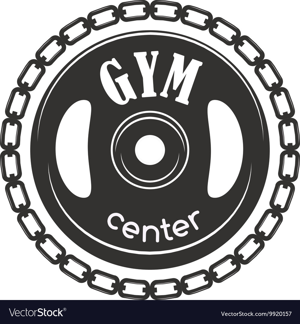 Gym fitness symbols badge Royalty Free Vector Image