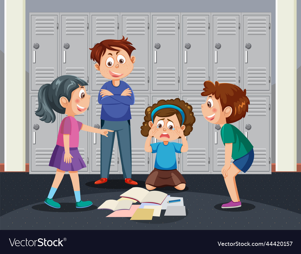 Kids bullying their friend at school Royalty Free Vector