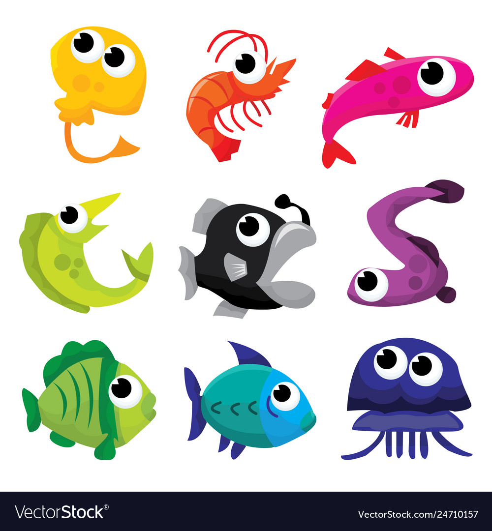 Sea creatures Royalty Free Vector Image - VectorStock