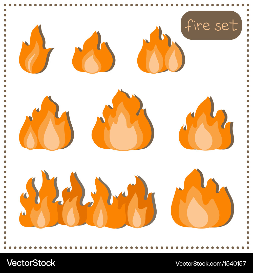 Set fire isolated on a white background Royalty Free Vector