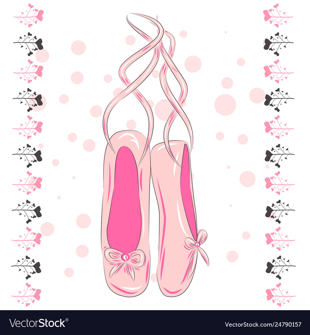 Sketch silhouette hand drawn pointes shoes bow