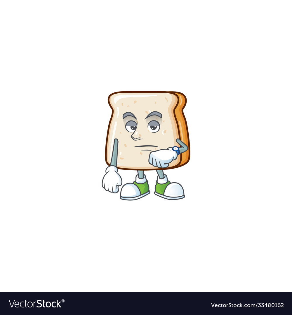A cartoon icon slice bread with waiting gesture Vector Image A cartoon icon slice bread with waiting gesture Vector Image