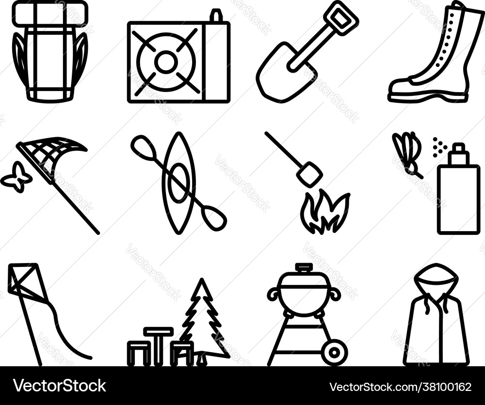 Camping icon set Royalty Free Vector Image - VectorStock