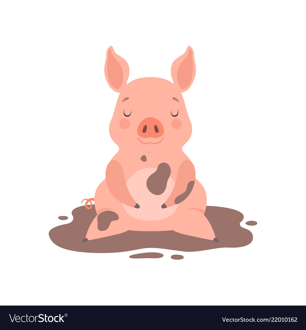 cute little pig sitting