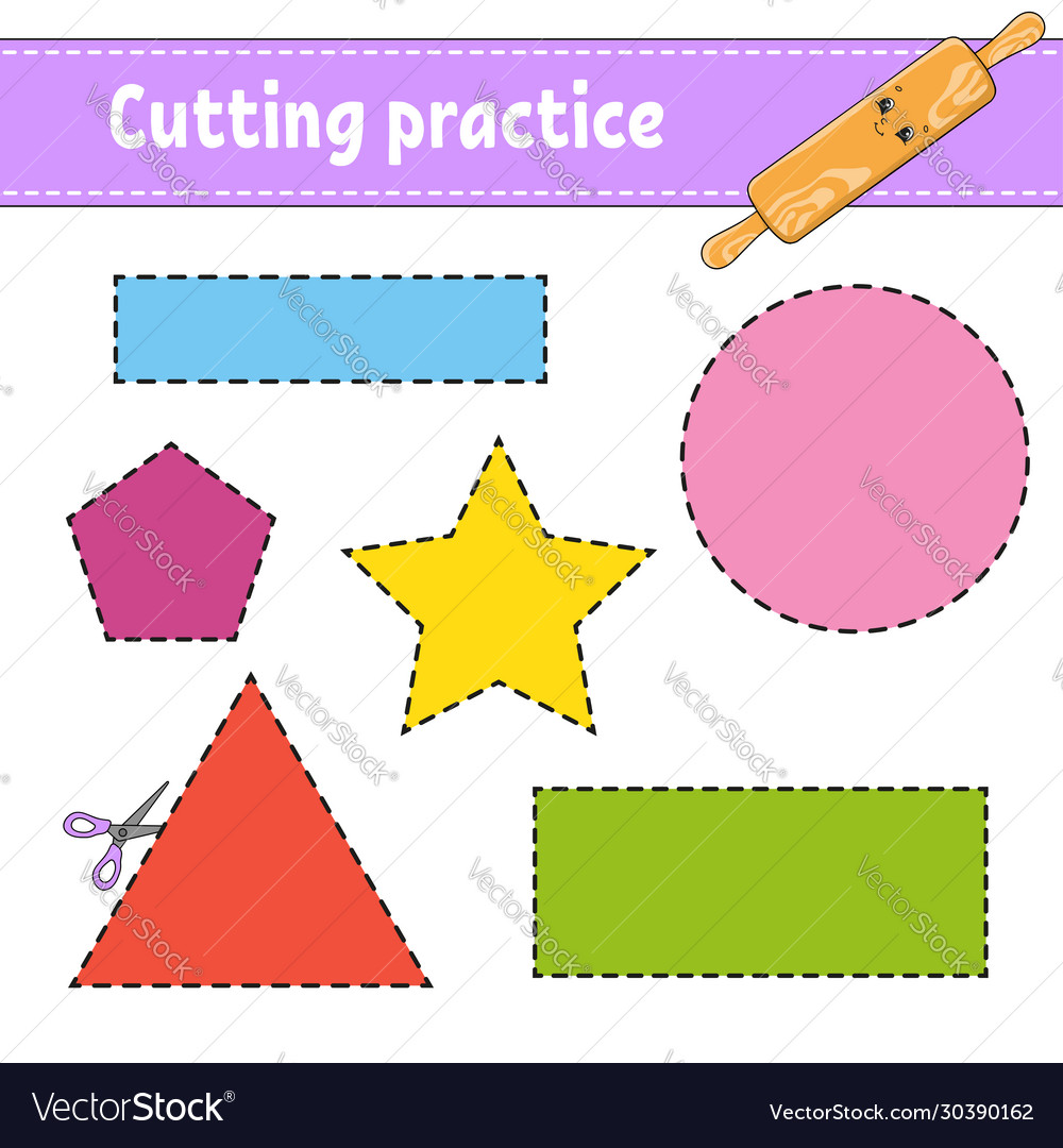 Cutting practice for kids education developing Vector Image