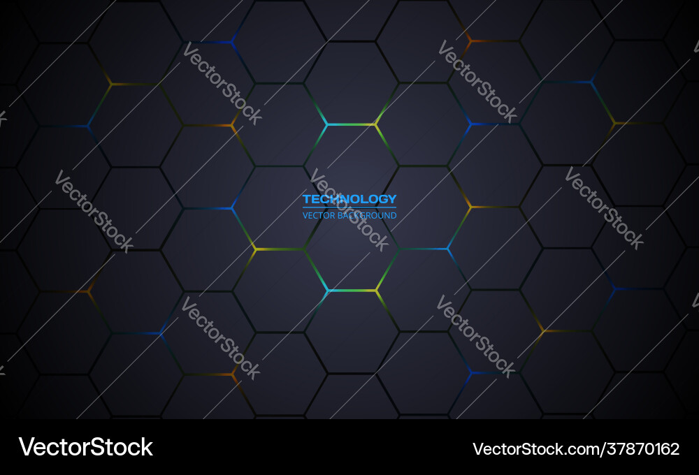 Dark gray hexagonal technology background Vector Image