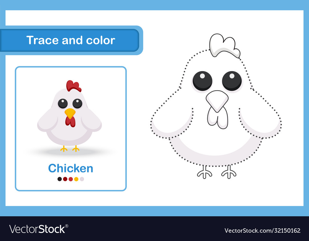 Drawing and vocabulary worksheet trace colour vector image