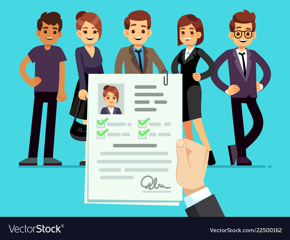 Recruitment recruiter choosing candidates with Vector Image