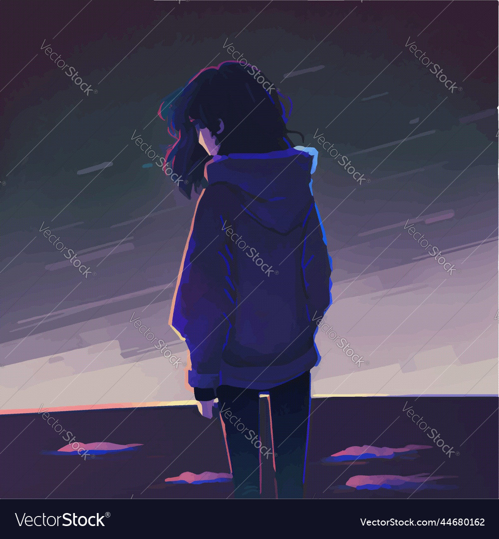 Sad depressed girl Royalty Free Vector Image - VectorStock