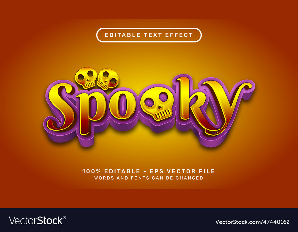 Spooky 3d text effect and editable text effect Vector Image