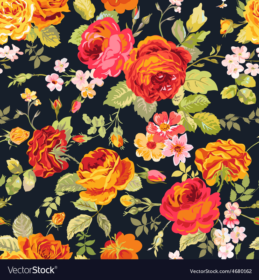 Download Vintage Floral Background - seamless pattern Vector Image