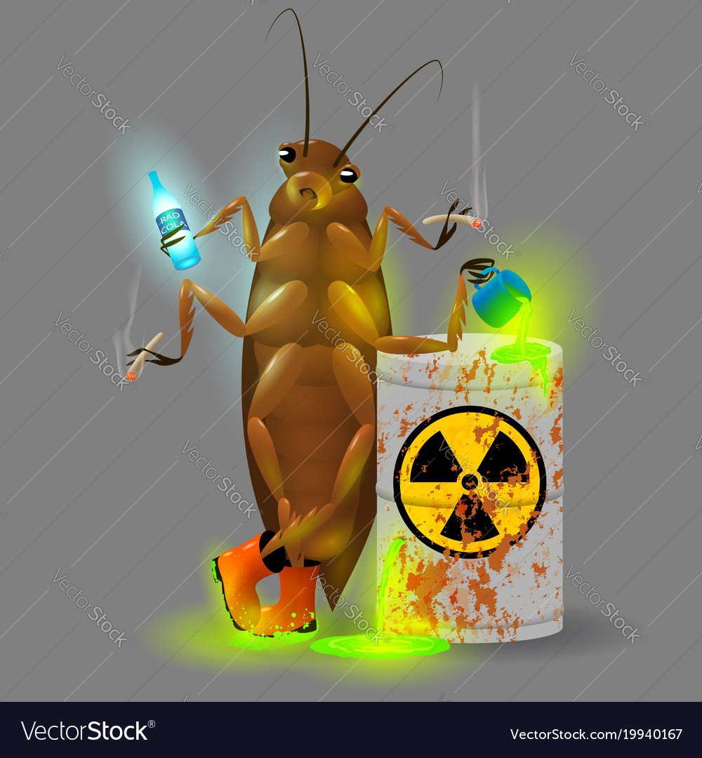 A giant cockroach drinks a radioactive cola and Vector Image