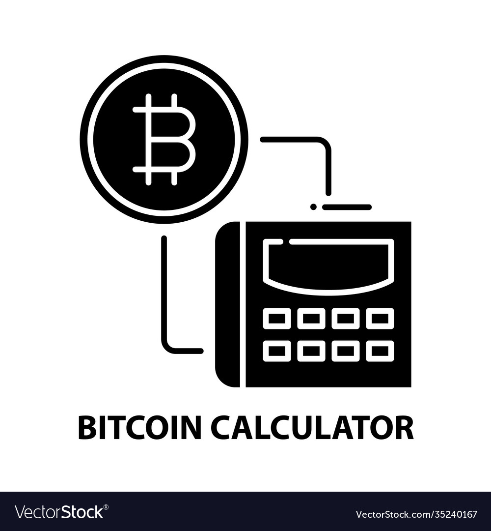 Bitcoin Calculator Icon Black Sign With Royalty Free Vector