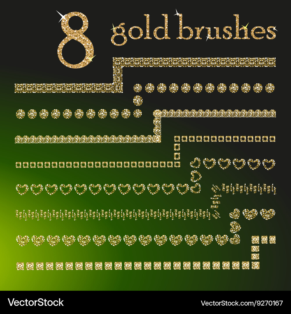 Gold glitter brushes Royalty Free Vector Image