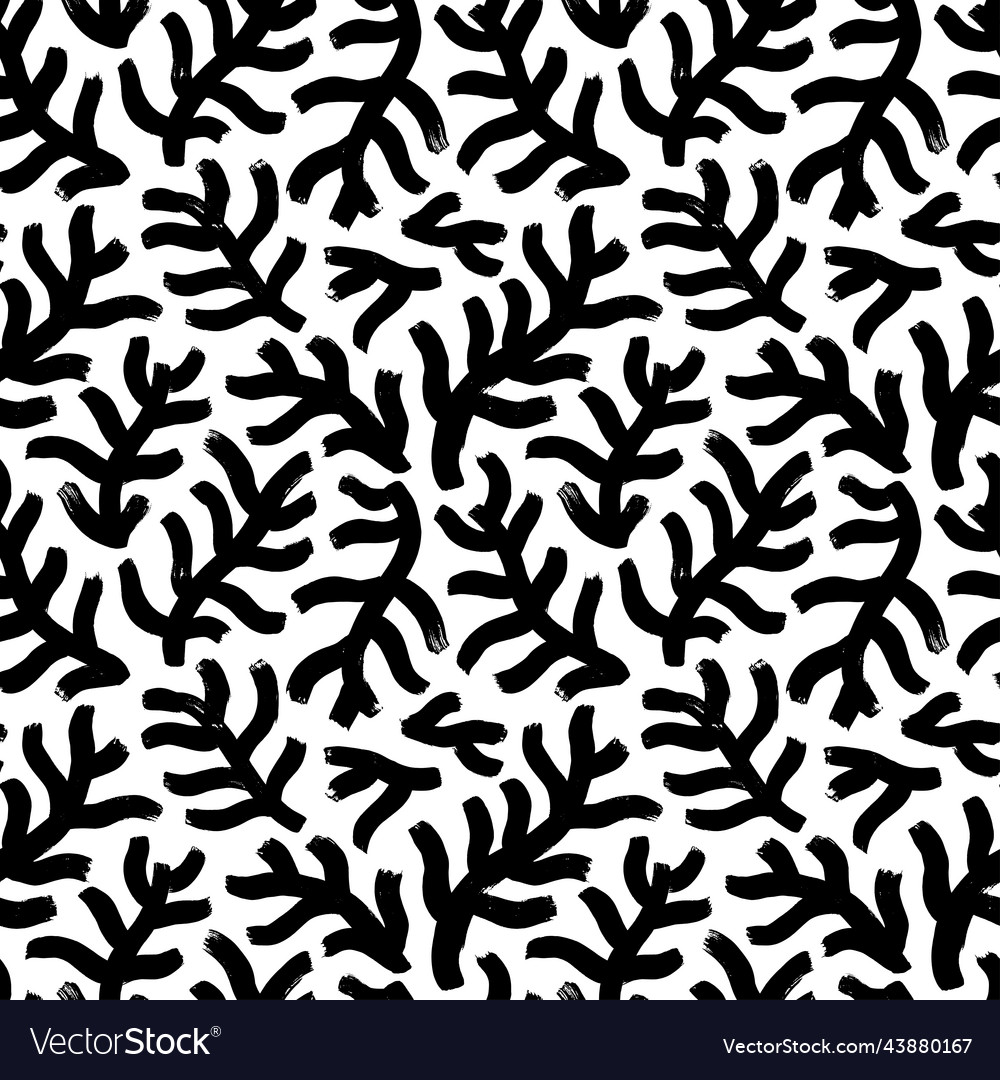 Hand drawn bold spruce branches seamless pattern vector image Hand drawn bold spruce branches seamless pattern