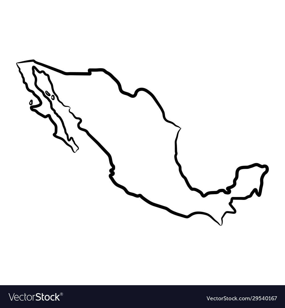 Mexico map from contour black brush lines