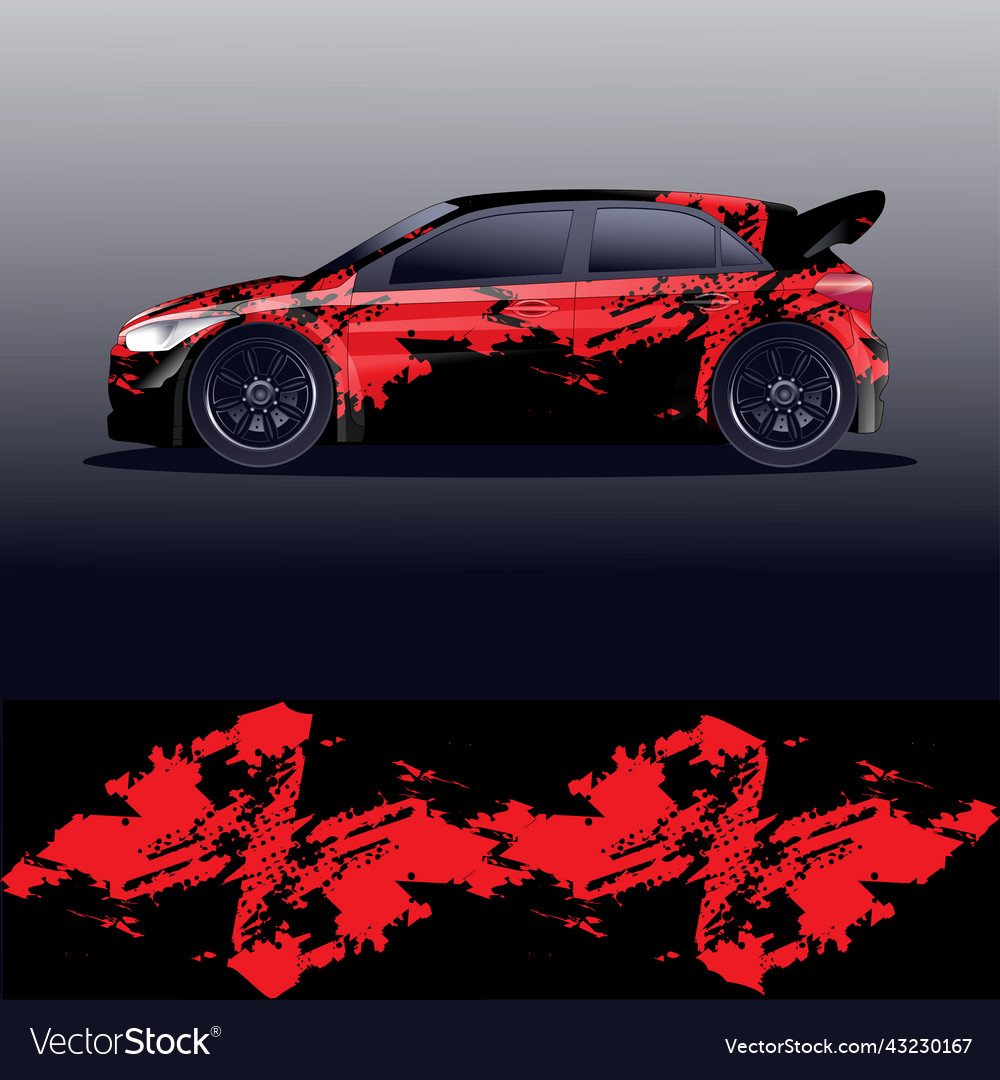 Rally car decal graphic wrap Royalty Free Vector Image