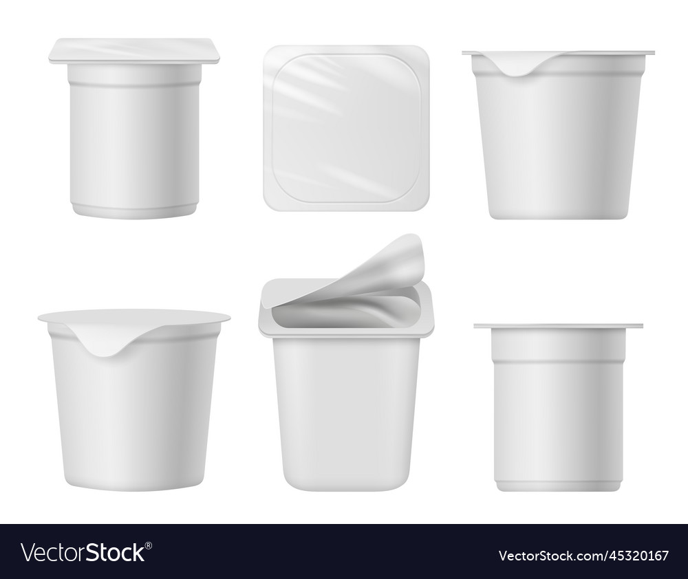 Yogurt Containers Mockup Templates Of Dairy Vector Image