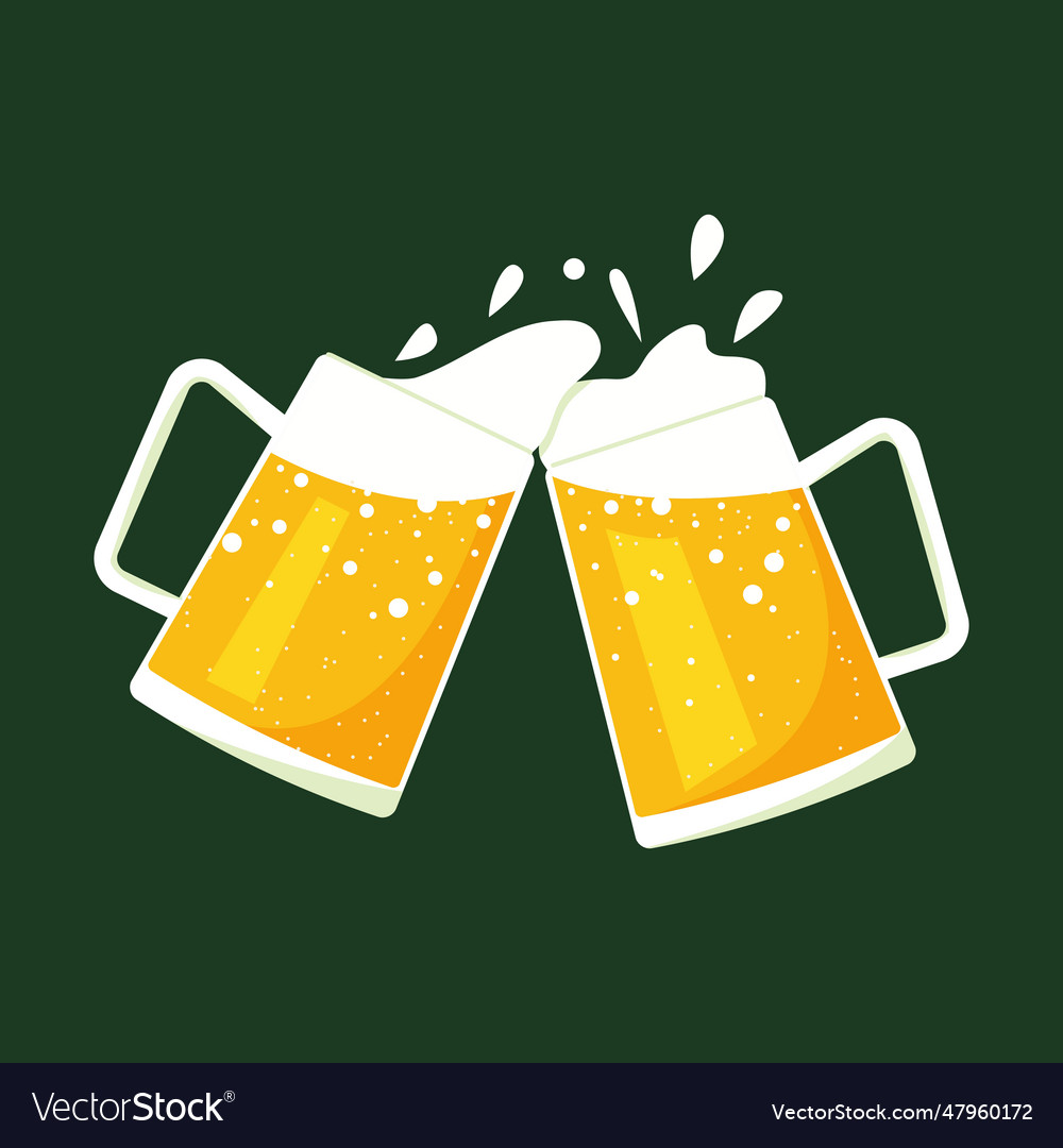 Beer cheers two toasting mugs clinking Royalty Free Vector