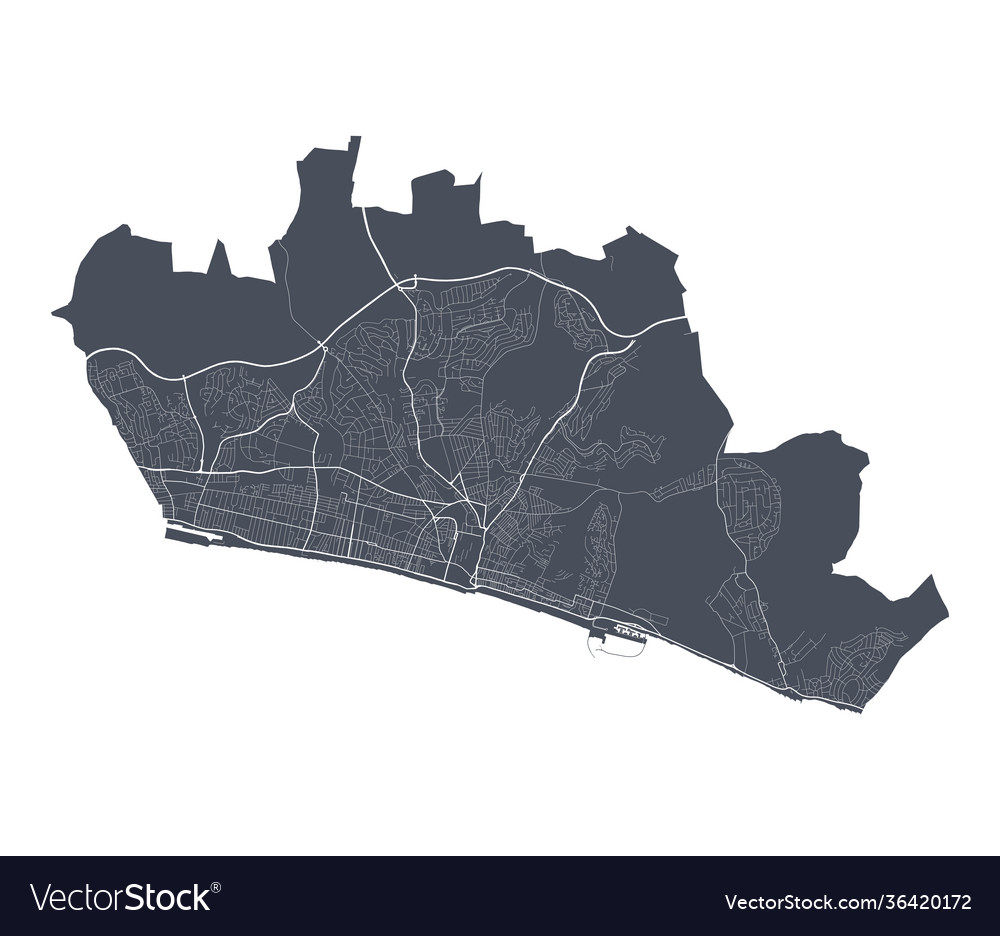 Brighton hove map detailed Royalty Free Vector Image