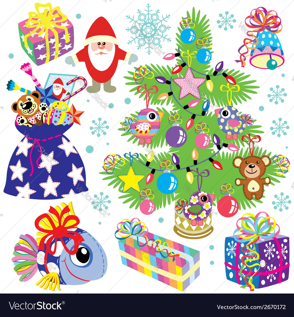 Christmas set for kids Royalty Free Vector Image