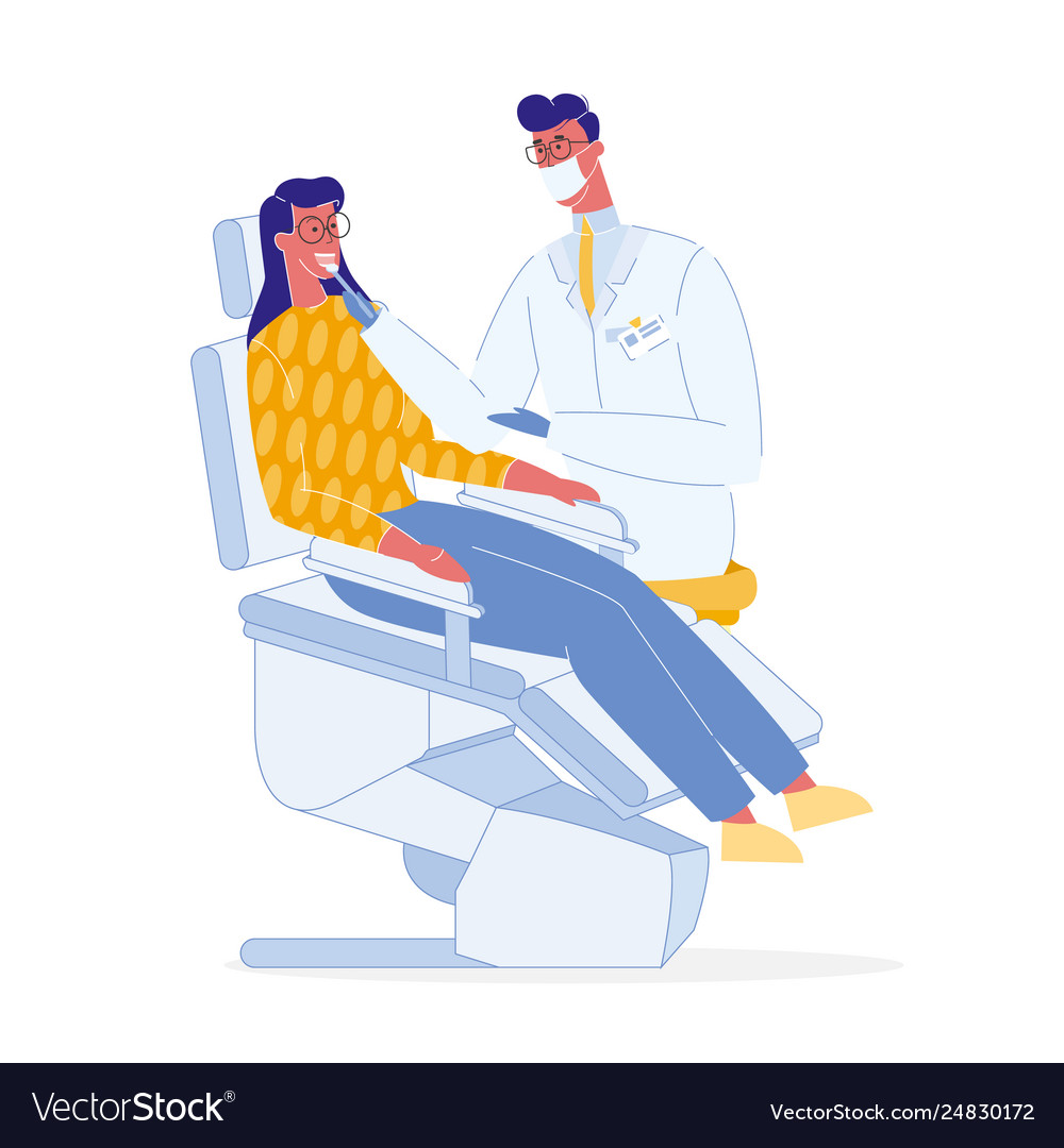 Dentist and patient color Royalty Free Vector Image