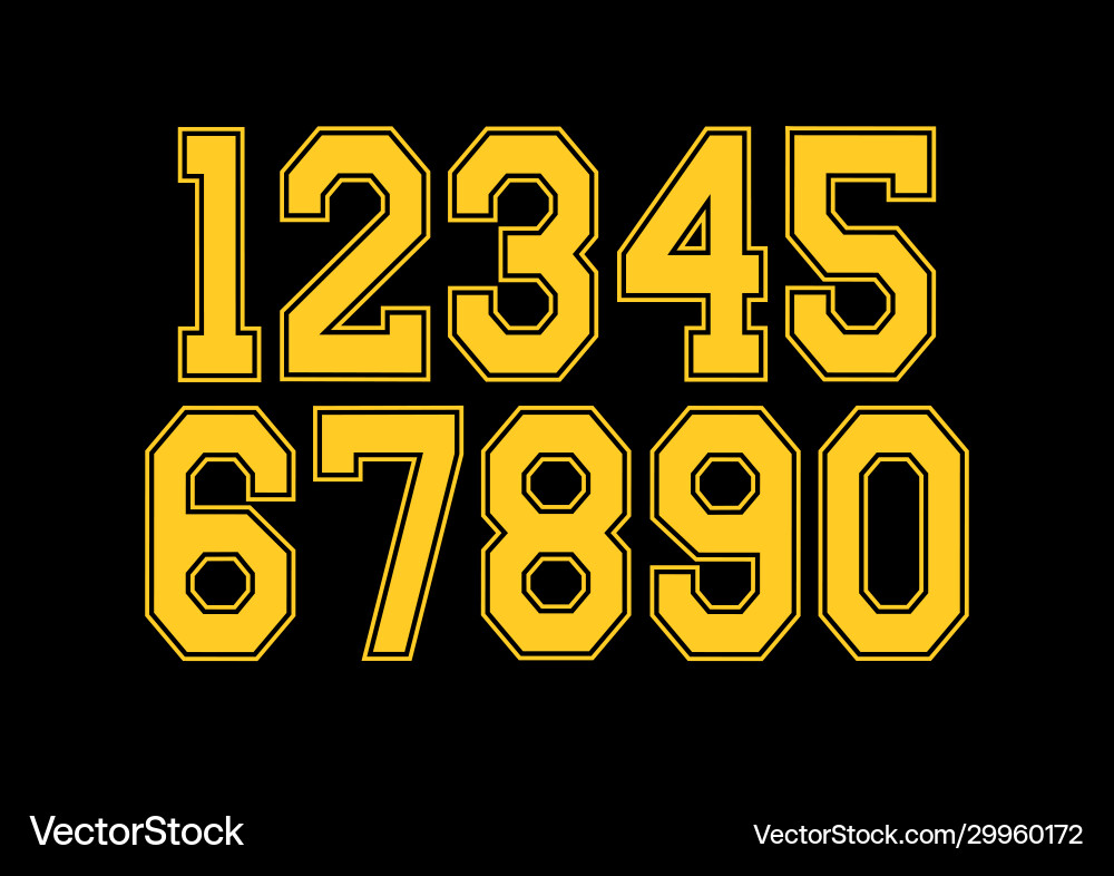 Set numbers with yellow and black typography Vector Image