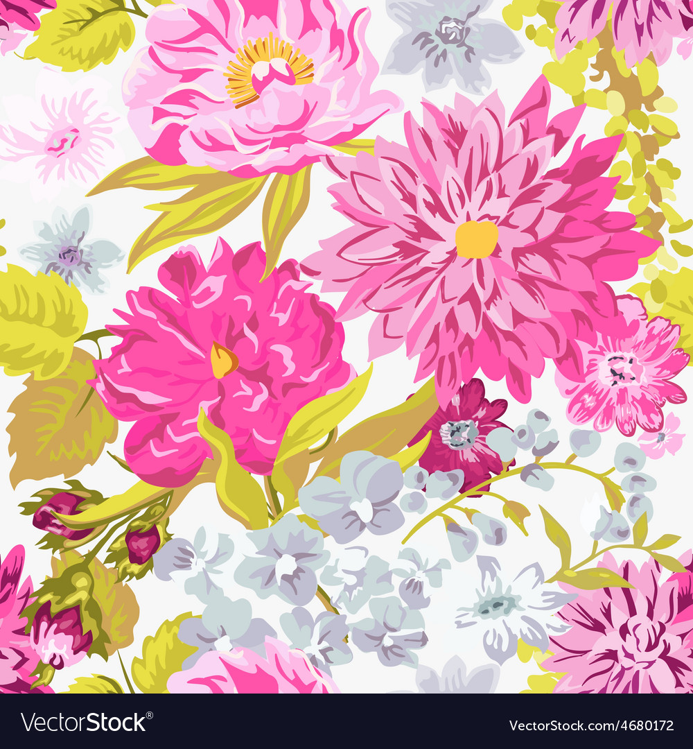 Vintage floral background - seamless pattern Vector Image