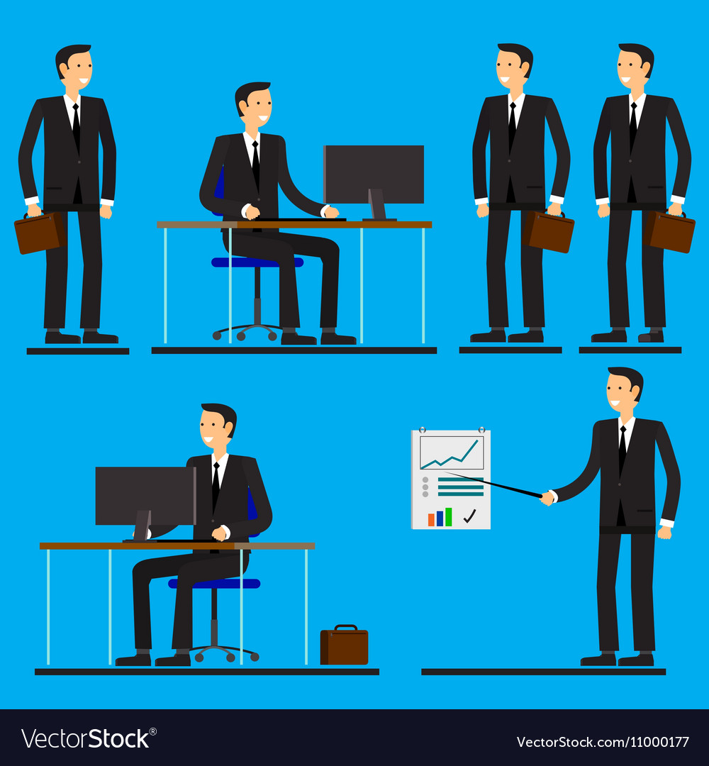 Cool flat design corporate business people line-up