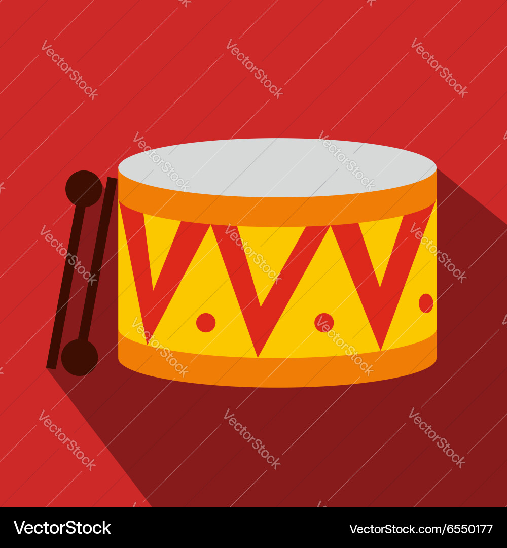 Drum flat icon Royalty Free Vector Image - VectorStock