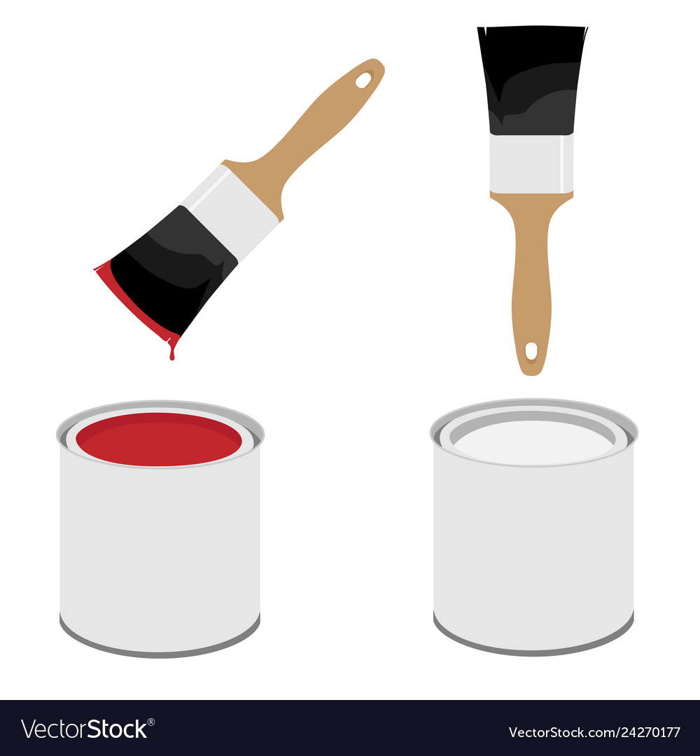 Paint brush and can Royalty Free Vector Image - VectorStock