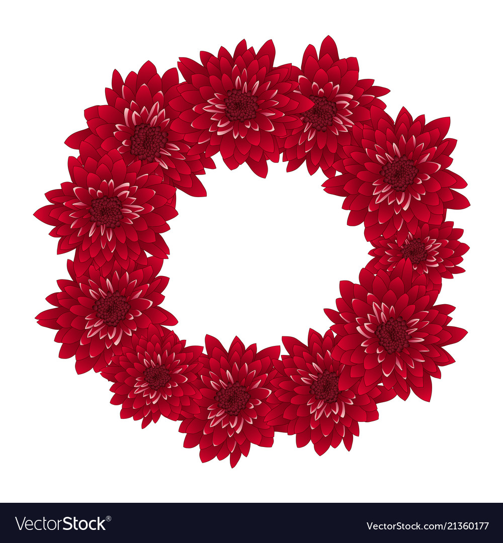 Red chrysanthemum wreath Royalty Free Vector Image