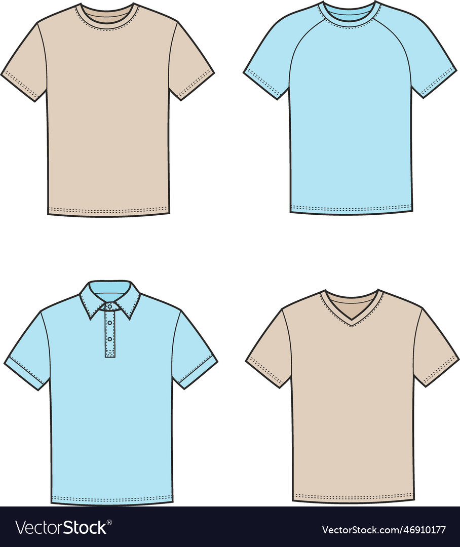 Set of mens tshirts fashion cad Royalty Free Vector Image